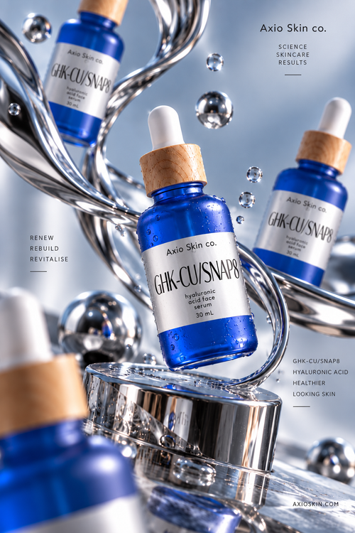 Axio Skin Co GHK-Cu & SNAP-8 Peptide Serum bottle beside its packaging